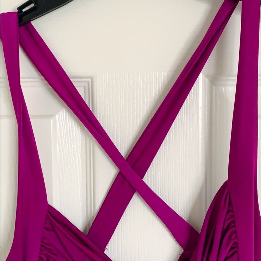 Fuchsia Ruched Bodycon Dress - Picture 6 of 7